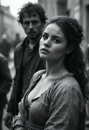 18 century, the young 18-year-old destitute drunk dirty woman forced into sex, torn clothes, unkempt, homeless, night, brutal, dynamic, action, try to escape, pushed down, several men, various penetration, turn around, FRESHIDEAS, Real, Photography, 2#, Black, and, white, art, black, shading, charcoal, toned, dark, b/w, color, scheme, <lora:FRESHIDEAS Real Photography 2#:.6>, <lora:Black and white art.V1:.1>, <lora:MJ52:.4>, <lora:add-detail-xl:.9>, <lora:crowd_notrigger:.5>