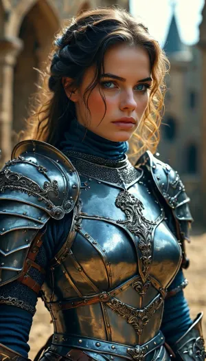 Uber realistic, 8k, ultra detailed, masterpiece, (beautiful medieval female knight), Medieval setting, gothic themed, black armor, bondage, blue fantasy eyes, High, Resolution, More, Details, 8K, but, hkstyle, <lora:add-detail-xl:.8>, <lora:MJ52:.8>, <lora:BUT_SDXL_SHS:.3>, <lora:hkstyleV5:.8>