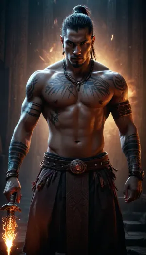 inkwork, dark fantasy, illustration, evil tribal laserlight-painting