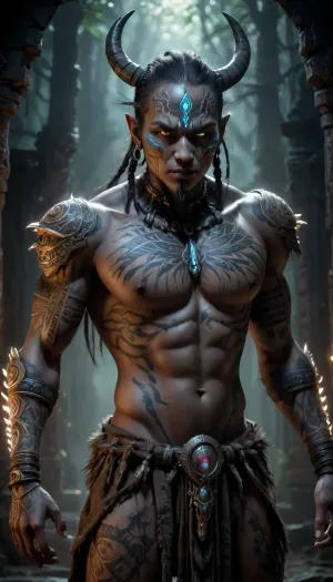 inkwork, dark fantasy, illustration, evil tribal laserlight-painting, art, by, mooncryptowow, <lora:WowifierXL-V2:.8>