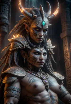 inkwork, dark fantasy, illustration, evil tribal laserlight-painting, art, by, mooncryptowow, <lora:WowifierXL-V2:1.1>