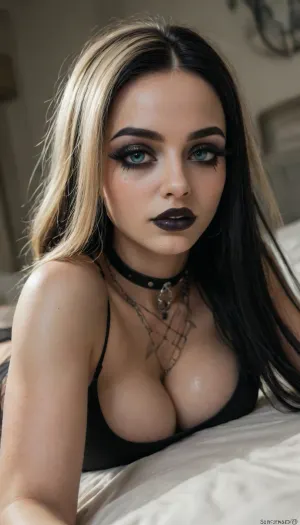 instagram photo, 18 y.o., (((slut))), full figure, wide angle, doggystyle, blonde hair, very long hair, blue eyes, big lips, beautiful face, black choker, extra detailed, high definition, (boobs:1.2), (((lying on stomach))), (blue eyes), (glamorous goth makeup:1.5), (((very very big long eyelashes:1.4))), (very busty:1.7), (ab crack), ((wet Skin)), ((cum on face)), choker, covered long erect nipples, (in the room), ((she is wearing fishnet stockings contrasting)), shadows, bright light patches, light caustics, (Dynamic angle:1.5), round breasts, hard nipples, (ruined bimbo slut makeup:1.1), narrow waist, (big tits:1.3), (small butt:1.5), ((very skinny:1.5)), ruined makeup, tears, short body, is twice as big as the girl, realistick, <lora:melanin-XL:1.3>
