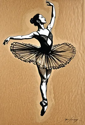 Graceful asian ballerina in mid-air leap, pen and ink drawing, intricate cross-hatching, fine line work, black ink on parchment, detailed tutu texture, sharp silhouettes, academic sketch style, Fresh, and, creative, pen, strokes, <lora:Fresh Ideas@Pen and ink drawings_SDXL:.8>, <lora:Detailed_female_hands-000001:.8>