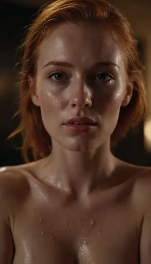 woman, ginger, shaved pussy, wet, german