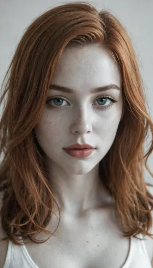 portrait illustration beautiful 18yo girl, full lips, pretty, cute, round face, ginger hair, black and white line drawings monochrome, illustration, red lips, <lora:Ukiyo-e Art:1>