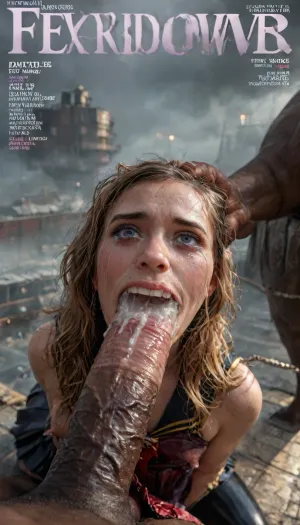 (Magazine cover "Pleasure":1.3), high POV, flat chested, (detailed Hermione Granger face), 18 year old adult girl, posing, pleased smirk expression, (detail wearing a plain tight red shiny latex Hogwarts Gryffindor school uniform, pleated violet latex mini skirt, black latex stockings), beautiful realistic pussy, (tight blouse:1.4), tits fully under clothes, (erect big nipples under clothes:1.5), (covered with thick cum:1.6), ((Hyper realistic:1)), (ultra HD image), 8k, UHD, super high quality, super high resolution, extremely detailed, perfect face, perfect eyes, (man is choking her from behind:1.4), ((hogtied, bound for sex, tied up)), (black eyes), (pale skin:1.3), cock in mouth, (brutal face fuck), Blowjob, (tears in eyes:1.5), (running makeup), (cum drips from nose:1.3), (cum drips from mouth:1.3), ultra hd, photorealistic, hyper gigantic large black cock in mouth, (((hyper gigantic large black cock in mouth:1.3))), oral cream pie, hair grab, sad, sad crying, tongue out, gasping for air, highly detailed, high resolution, perfect lighting, natural lighting, holding head, deepthroat, black spiked pet collar with leash, tied up in chains, hands behind back, (anal:1.5), (masterpiece:1), hard nipples, hourglass waistline, perfect anatomic body, anal spitroast, gagging on cock, (pulled nipples:1.2), nipple clamps, spitroast, wide eyes, throat bulge, puffy cheeks, thick cum, holding her head with both hands, 35mm photograph, film, professional, 4k, 1girl, 5 boys, hdr, photographic, ultra realistic, ultra high details, back light, (front view), (dynamic pose), best quality, with large muscular black men, gargantuan black cocks, anal sex expansion, large hyper muscular black men, interracial gangbang, (interracial sex), swollen black veiny cocks, (double anal penetration), hardcore double penetration, proper physics, big black cocks, muscular black interracial gangbang, (forceful penetrations), extremely graphic, beautiful hands, massive cum in ass, (side view), realistic lighting, soft shadows, high detail, hyperrealistic, 8K, BadX, dvr-shrp, Stable-Yogis-Makeup-Enhancer-XL, porn photoshoot, detailed skin, on the roof, steam locomotive, steampunk, fog, steam, blushing, DETAILED background, spectacular lighting, (huge dick), (creamy deep deepthroat:1.12), (extreme oral sex:1.4), (huge massive white dick:1.4), (hands pulling hair hard, hair falling off:1.22), ((laughing insane, looking at viewer, big grin:1.5)), ((shows the V sign with his hands)), (extreme size difference:1.12), (eyes wide open in horror:1.158), (wide mouth spreader:1.18), (pleading expression:1.54), (terrified:1.58), (crying:1.98), (fear and panic:1.58), ((screaming in pain:1.46)), (huge dick:1.18), (whip marks:1.125), (whipped tits:1.125), magazine cover, <lora:detailed_notrigger:2>, <lora:add-detail-xl:2>, <lora:LCMTurboMix_Euler_A_fix:2>, <lora:JuggerCineXL2:2>