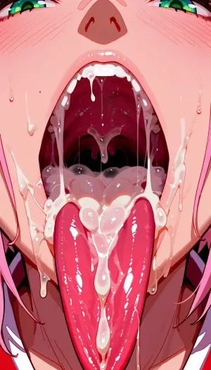 Sakura Haruno, ultra detailed, open mouth wide, slightly long tongue, steam mouth, saliva, uvula, close up mouth, focus on mouth, cum on tongue, cum in mouth, cum overflow the mouth, excessive cum filled mouth, excessive cum bubbles in mouth, large tongue