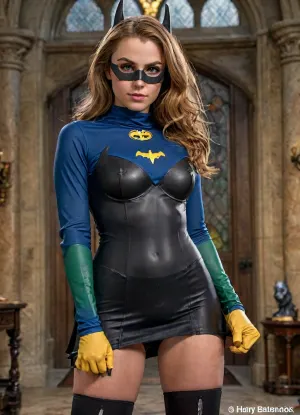 Scope_9, score_8_up, score_7_up, 4k photorealistic, detailed harry potter background, upskirt side view, full body view, Hermione Granger from harry potter look alike, Hermione Granger from harry potter costume, looking to viewer, (sexy Batgirl mask:1.3), voluptuous body figure, 90-60-90 hourglass body figure, far too tight transparent latex top reveals deep cleavage to generous bust, sexy apple sized ass with plump buttocks, far too short and far too tight transparent latex mini skirt hugging her plump buttocks, thigh highs, winking, fully clothed, erect nipples under clothes, long sleeves, thick thighs, cameltoe, panties, pussy juice, muscular female, highly detailed stunnung beautiful face, gryffindor, uniform, emblem, black, robe, slytherin, hufflepuff, ravenclaw, quidditch, elbow, protections, armor, trausers, red, light, blue, dark, green, yellow, mooning, <lora:detailed_notrigger:1.6>, <lora:LCMTurboMix_Euler_A_fix:1.5>, <lora:harry_potter_v1:1.1>, <lora:mooningv2_SDXL:2>