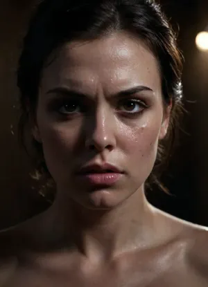 (Jack cayless art style), awesome detailing, awesome lighting, mature woman with a facial cumshot looking at viewer, (45 year old), (chubby), black hair, messy bun with bangs haircut, mature skin, pretty face, blush, plump lips, (makeup), super high detail, looking at viewer, serious look, angry eyes, frowning eyebrows, sparkling eyes, perfect anatomy, perfect body, big brown eyes, angle from above, naked, sexy, wet, (cum covered face:1.5), natural lighting, cinematic, cum on face, bukkake, cum on breast, facial, cum on breasts, covered in cum, thick whit cum, perfect, with an angry expression on her face, facialized, superfacialized, <lora:facialized:.8>, <lora:add-detail-xl:1>, <lora:DetailedEyes_V3:1>, <lora:dark:.7>, <lora:angryXL:1.2>