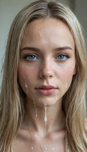 25 year old Skinny girl with blonde flat long hair, photorealistic, face only, detailed face, mouth very wide Open, completely filled with realistic, excessive, thick, dripping cum, flowing Out of mouth, dripping down, face completely covered, drenched in cum, Strains of cum hanging on nose, chin, face. looking at viewer, bukkake, face completely full of thick, excessive cum