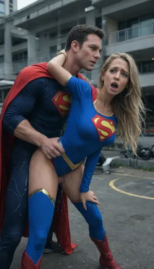 Photorealism, hyper-realistic, 8k, UHD, sharp, masterpiece, highest resolution, photography, Superman, (full Superman Outfit:1.8), Standing Behind blond Supergirl, She is Standing and bent over, (Standing anal), (full supergirl Outfit:1.8), fucking her anal, (deep pounding:1.8), on roof of a sjyscraper, <lora:photorealistic_portrait_notrigger:1.4>
