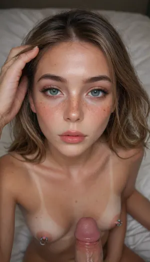 ziprealism, couple, (score_9, score_8_up, 1girl), closeup shot, sharp focus, high saturation, nude, high contrast, high angle, focus on eyes, perfect eyes, perfect hands, cock, smokey makeup, long eyelashes, full lips, elegant facial features, young woman, naughty woman, (small natural breasts, pale breasts, tan lines, nipple clamp, romantic esthetic, cozy bedroom, intimate moment:1.2), blowjob, (horny, hungry expression, freckles, blushing, flushed face, seductive pose, hand up, hand in hair:1.4), igbaddie, <lora:igbaddie-XL:.8>, <lora:add-detail-xl:.8>, sucking, <lora:cockteaseLoRASDXL:.8>