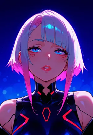 SK_Anime, score_9, score_8_up, score_7_up, (incase, style of incase:.6), (1girl), adorable woman, (cyberpunk esthetic, cyberpunk woman, cyberpunk hair, cyberpunk clothing), depth of field, bokeh, layered composition, perfect lighting, cinematic lighting