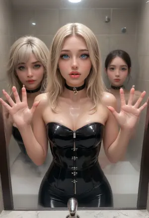 Xiang Ling from Genshin Impactz in the changing room, small breasts, smiling, Light blue hair, A slender body, hourglass figure, Completely naked, (20 years old bimbogirl:1.5), (best photo), (firm fake tits), bolt on tits, big boobs, fresh hard implants, shaped implants, (ultra tanned skin), (ultra deep tanned), (Bronzed tan), reflecting skin, moist pussy, moist lips, (fresh dermal fillers), ((ultra hyaluron)), (ultra Lip fillers), (huge fake lips), bolt on lips, (Russian Lip fillers), (ultra plump lips), overfilled lips, (Rhinoplasty, micro nose), Botox, botoxfacelift, antiageing, ultra cosmetic surgery, bright eyes, (botox eyes), (foxy eyes), (blue eyes), ultra glass skin, perfect glass skin, flawless skin, (Glistering skin), (glistering lips), (bimbo shower, fetish, ultra tight choker), (in fetish club), (at night), (Glass Penthouse), (fetish furniture), (touching herself), looking up at viewer, eye contact, long fake eyelashes, (((Latex))), (((Latex Corset))), ((Latex high heel boots)), (Fetish fashion), (BDSM wear), (Latex details), Latex color, slutty make up, lip gloss, pink, shower masturbation, ((high detailed skin)), (ultra high quality), 8K, HDR light, realistic reflections, detailed skin texture, (highly detailed hair), hair extensions, wet hair, ((platinum blonde hair)), (bleached hair), highly detailed body, insanely detailed, highest quality, (hyperrealistic:1.3), background details, longnips, <lora:longnipsxl:1.8>