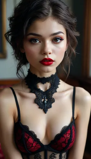 zendaya, gothic, goth, pale skin, dark black-red eyes, black eyeliner, (black lipstick), white skin, perfect eyes, small eyes, detailed eyes, small nose, good anatomy, ultra detailed, high resolution, small breasts, erect nipples, dynamic pose, titcup, armpit, hand under breast, bent over, full body view, slut face, whore, (ahegao:1), sexy posing, (illustration:1), (hand drawn:1), (anime:1), <lora:MJ52:1>