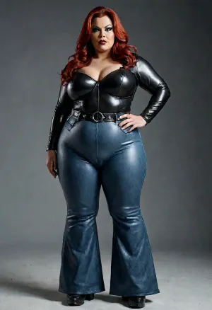 Klingon chubby obese ssbbw type woman, bbw latex, full body image, puffy vigina