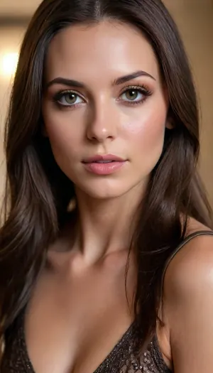 (((breathtaking sexy Serbian brunette model:1.8))), (extreme close-up:1.2), (sharp focus on face and eyes:1.5), masterpiece, (masterpiece:1.2), (photorealistic:1.4), (1woman:1.3), A stunning Brazilian supermodel with the most beautiful adorable round sexy face, looking back at the viewer with sensual erotic intensity. She features luscious straight long side-parted brunette hair, sexy eyes with long eyelashes, perfect natural big lips, and subtle sexy makeup.

Body & Outfit, Adult perfectly proportioned athletic body, heavy soft natural perfect shapely breasts, medium-to-large bust. Wearing high-compression charcoal-grey matte leggings and a matching tactical-style sports bra showing realistic fabric weave.

Pose & Action, (Full body portrait:1.2), (leaning forward bending over toward camera:1.3), hands resting near knees, dynamic perspective.

Setting & Atmosphere, Dimly lit dark dorm room at night, ultimate realism, poor lighting, volumetric fog, atmospheric smoke.

Technical & Detail, (Extreme close-up on face focus:1.3), visible skin pores, realistic skin texture, 8k UHD, shot on Sony A7R IV, 35mm lens, f/2.8 for sharp focus, lora, (Beautify-Supermodel-SDXL:.8), lora, (Detailed-Skin-SDXL:.9), lora, brasilGPv1, 0.8.