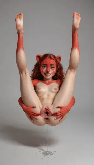(young red colored furry, red fur, babe face, cry, tiny pussy, spread legs, showing pussy, a cup chest, small, b cup breasts, naked, skinny legs, skinny small tiny body, hyper extreme, wider than her thigh, Lora, extreme insertion, hyper insertion, foot, lifts her feets, lying, Little Feet, CtFruitsRedmAF, critterz, cute, sharp, teeth, critter), 20 year old girl, best quality, photorealism, masterpiece, chested, Ultra detailed RAW color photography, highly detailed, high level of detail, (skinny:1.5), small waist, small hips, tiny ass, round tits, (((perfect fingers, perfect hands, perfect skin))), ((hyper gaping pussy, hyper gaping vagina, maigre, musclé, seins visibles, pussy visibles, big clitoris visibles, seins nus, HDR pussy, hyper spread pussy, doing standing gymnastics, hyper pussy juice dripping)), (perfect adult body proportions), Real, photorealistic, hi-detaild, 8k, pussy dripping, pussy dripping semen, (spread pussy:1.5), hi-detailed pussy, perfect pussy, <lora:ral-smoldragons-sdxl:2>, <lora:TSLoP:2>, <lora:CuteFruitsRedmond-CtFruitsRedmAF:2>
