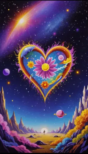 Colorful, bright, cosmos, fantastic, heart, star, retrofiturism, 8k, UHD, retro, poster, repa, funtika, style, of, kachanov, soviet, cartoon, <lora:kachanov_style:.8>