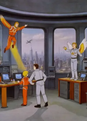 Colorful, bright, room, glass wall, fantastic, computers, robots, angels, boys, retrofiturism, 8k, UHD, retro, 1800's, <lora:Old_Sci-fi-SDXL:.8>, style, of, kachanov, cartoon, <lora:kachanov_style:.8>, soviet, poster, <lora:Soviet-poster:.8>