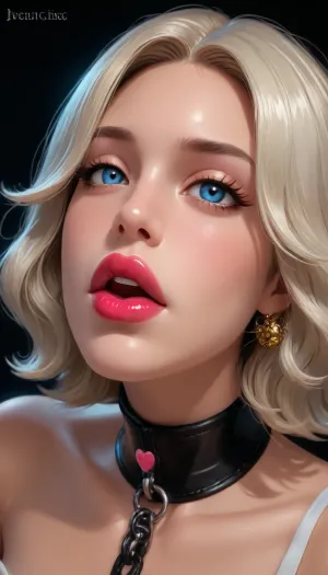 (reiq artstyle), woman, high quality, high detailed face, high detailed, makeup, smokey eyes, (big lips:1.5), (bright lipstick:2), lipstick, white background, bdsm, <lora:SDXL_full_head_mask_v1.1-000012:2>