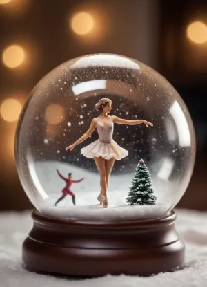 Photo of a snow globe with a small naked figure skater inside, (miniature, woman), In, a, person's, hand, tea, cup, <lora:Miniature_People_-_By_DICE-000006:1>