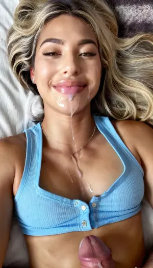 (Intimate casual photo), (massive facial:1.5), massive cum load on her face, (close-up face view with perspective:1.5), super hot Colombian trophy-wife, A beautiful natural youthful Colombian girl in her mid-20s, curvy athletic build with soft feminine curves, (huge big breasts with big puffy nipples:1), subtle natural waist, warm medium-tanned natural skin, natural flush on cheeks, oval to slightly diamond-shaped face with soft contours, high defined cheekbones, large expressive almond-shaped hazel-brown eyes with gentle upward tilt, naturally arched thick dark brown eyebrows, straight proportionate nose with soft rounded tip, bellybutton out, thin natural pinkish lips, aroused, horny, subtle laugh lines and crow’s feet when smiling, long wavy hair with dark brown roots transitioning to warm honey-blonde highlights, golden bracelets, graceful neck and toned arms, wearing fitted sleeveless white top with low-waisted light blue denim unbuttoned shorts, expensive delicate gold necklace and small stud earrings., (covered breasts), (laying on top of your male body with cum on her face:1.5), highly detailed realistic, (luxurious Colombian living room at morning:1), ultimate realism, (light beams glowing:1), (dreamy morning atmosphere:1), (hyperrealistic detailed skin natural texture:1.5), skin pores, moles, blushing, blemish, acne, pimples, dimples, (photorealistic skin natural imperfections:1.5), (focus on her hyperrealistic face close to your penis:1), luxurious bedroom, (perfect focus:1), luxurious furniture, volumetric morning light, (volumetric morning light beams:1), (hyperrealistic:1.5), (hyperrealistic skin details), hyperrealistic detailed face, morning light beams, 4ng3l, bmbplora, Object, gd, erection, sex, toy, penis, thick and large, <lora:SDXL_BetterFaces-LoRA_v1:.8>, <lora:bimboxl_02:.8>, <lora:Penis_XL:.8>