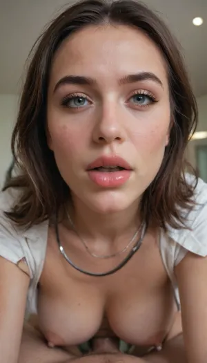 My POV me fucking MILF nurse in realistic modern nurses uniform, realistic 40-year-oldwoman, Wearing spectacular sexy stockings that look gorgeous on her amazing legs. her medical gown open to the sides, you can immediately enjoy her body in her Kinky underwear, wearing a realistic completestethoscope around her neck, highly detailed realistic pussy, (open gaping pussy shows vagina and cervix), highly detailed open gaping anus shows anal sphincter and rectum, medium-sized highly, (detailed realistic natural tits), with highly detailed nipples and areolae, breast-feeding me with her lactating tits, (realistic textured fair skin), Various positions for sex, my POV virtual sex, interactive sex, me fucking her, close up sex, real world real-life photorealism, kinky, perverted, sexy dramatic lighting, realistic hospital room setting, beautiful realistic facial features eyes nose mouth, (realistic-life like facial expression), (face shows passion and lust), and desire and submission and, (painful orgasm), dynamic body movement, highly interactive sex with me