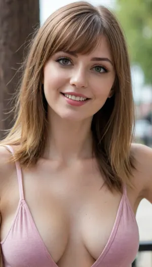 35 yo girl, arms up, very flirty pose, sideview, ((girl next door)), pretty, natural beauty, medium breasts, ((cute tall tall tall tall but average appearance:1.3)), ((cute tall tall tall tall)), ((pale skintone:1.2)), ((little bit chubby:1.4)), very flirty smile, showing teeth, ((unkempt hair)), ((straight hair:1.3)), ((symmetrical hair:1.5)), ((perfect fringe hair:1.5)), ((light brown bright hair)), ((very cute tall tall tall tall average youthful face:1.5)), outside, photorealistic, ((perfect composition)), ((perfect contrast:1.5)), ((perfectly balanced exposure:1.5)), ((perfect focus:1.5)), ((extremely realistic detailed lighting:1.5)), ((extremely realistic detailed shadows:1.5)), ((extremely detailed:1.3)), ((extremely high resolution:1.3)), ((16K UHD:1.5)), ((extremely realistic detailed skin texture:1.5)), ((extremely realistic detailed skinpores:1.5)), ((extremely realistic detailed face:1.5)), ((extremely realistic detailed eyes:1.5)), ((extremely realistic detailed hair:1.5)), focus on eyes, ((fully clothed:1.5)), random colored clothing, ((beautiful stylish clothing:1.5)), ((detailed clothing:1.5)), ((detailed environment:1.5)), Sweet_Sticky_xl-01, <lora:EnvyZoomSliderXL01:-1>, <lora:add-detail-xl:.5>, <lora:Sweet_Sticky_xl-01:.5>, <lora:neanderthal_last:.7>