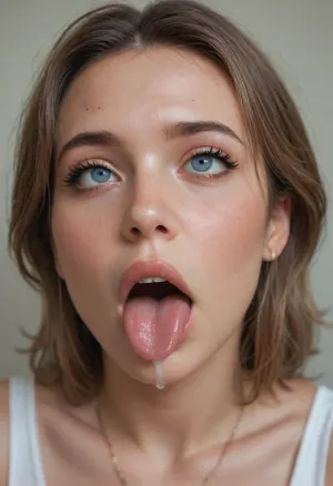 (adult woman:1), (mature adult face:.85), (extremely cross eyed, looking in between her eyebrows), tongue fully out, tongue, out, ahegao, drool, <lora:ahegao_sdxl_v4:1.2>
