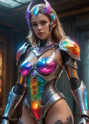 8k, ultra-HD, masterpiece, woman, full body, armour, crystal mask, multicolored, nude glass body, drawix9, dwx9, <lora:drawix9:1>, cs-cr1stal-v2, Richard, Corben, Style, <lora:Richard Corben Style:.8>, mecha, crystal, girl, <lora:pilot:.8>