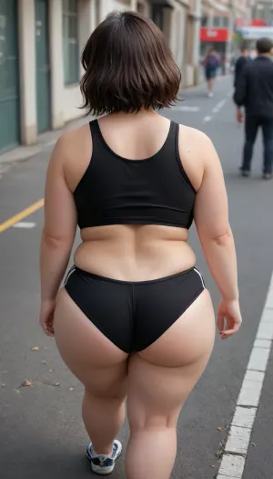 a fat woman. Many extremely thick, sticky black streams of oil paint flow down from above onto the woman, running over her head, face, and body. The oil paint remains on the body and head in the areas where it comes into contact with the skin. bbw, venus, body, ass, <lora:Chubby BBW - XL:1.7>