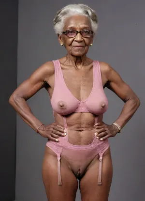 Congolese Granny, (((99yo granny:1.9))), from darkest Congo, (((thin body:1.8))), small flat saggy breasts, sexy revealing lingerie, full view of body image, legs wide apart, cameltoe, ihigh waist underpants, wearing glasses, angry expression, wrinkled breasts., (((ultra skinny body:1.8))), ., longnips, <lora:longnipsxl:.8>, <lora:Saggo_XL:.8>