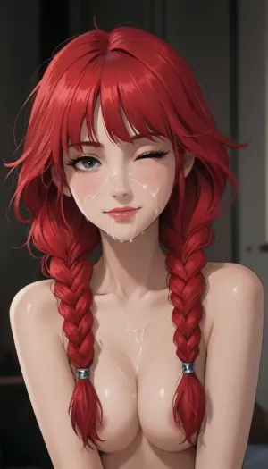 This is a description of a young woman who is posing solo with her hair styled in twin braids and a braid that falls over one shoulder. She has red hair and a smile on her face, with one eye closed as if she's lost in thought. nude. The model wears no clothing, but the image suggests a realistic depiction of her body. There is shading around her eyes to give the impression of depth and realism.
The model appears to be nude, with her breasts and stomach covered by cum that has been applied on her face. She's wearing a facial expression that looks like she's enjoying the sensation of being cummed on. The image also includes bukkake, which is a Japanese term for group sex where multiple men ejaculate onto one woman.
Overall, this description suggests an erotic and explicit depiction of a young woman who is enjoying a sensual experience with her body., bukkake, woman, cum, on, face, reiq meets markgavatino art style, doodle, ratatatat74, <lora:MS_Real_XL_Bukkake:.5>, <lora:cutedoodle_XL-000012:.8>, <lora:ratatatat74-000050:.8>, <lora:NEOTOKIOXL_0.2_RC:.8>, <lora:outline_xl_kohaku_delta_spv5x:.8>