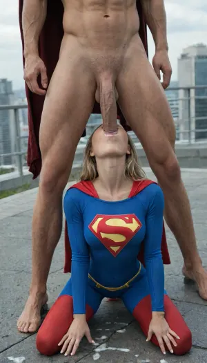 Photorealism, hyper-realistic, 8k, UHD, sharp, masterpiece, highest resolution, photography, Superman, (full Superman Outfit:1.8), Standing with blond Supergirl, She is deepthroating superman, (very deepthroat:1.8), (excessive cum in mouth), (full supergirl Outfit:1.8), on roof of a skyscraper, Look over new York, full Body view, woman, sucking, a, cock, <lora:photorealistic_portrait_notrigger:2>, <lora:WTS - WhatTheSuck - v1:2>