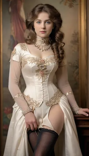 Kirigami representation of, (Photo:1.3), of, (Ultrarealistic:1.3), a woman, (full body:.1), (long stockings with silicone velcro), a woman with long hair, inspired by Emma Andijewska, high quality portrait, cyber necklace, by Emma Andijewska, Highly Detailed, (Feminine:1.4), (beautiful:1.4), (attractive:1.3), handsome, calendar pose, perfectly detailed eyes, studio lighting, thematic background . 3D, paper folding, paper cutting, Japanese, intricate, symmetrical, precision, clean lines, (victorianstyle:1.5), bustle, dress, <lora:FF-TentacleFFashion4:1>, <lora:Choker-FFashion-Part1-32.LORA:.7>, <lora:victoriansxl_v1:1.1>, <lora:2f514dcf-d08f-4442-9d40-218d36bf37b7.TA_trained:1.6>