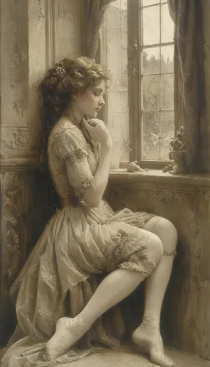 woman, 30 years old, long fluffy dress, full body, Jean, Delville, style, of, Michael, Cheval, (sits:1.1), (knees are visible:1.7), victorianstyle, sit, on, seat, (spread, legs:1.6), <lora:tbh140-sdxl:.6>, <lora:tbh129-sdxl:.6>, <lora:victoriansxl_v1:.8>, <lora:SDXL_MassiveCowsLoRA_v1:.8>