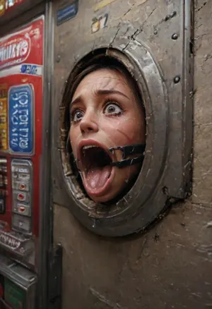 ((front side view, rotated, angle, style:1.3)), (40 years adult), (woman is stuck with her hips in a round hole with metal rim in a vending machine), (her bust is protruding from a round hole in the front of the vending machine:1.5), (stuck in hole with metal rim:1.3), (vending machine at night, slot for payment), (wide mouth spreader ring gag, gaping mouth:1.5), (leaning forward), (embarrassed, ashamed), (pleading expression:1.2), (terrified:1.6), (crying:1.2), (fear and panic:1.2), (box is low mounted, close to floor), (score_9, score_8_up, score_7_up, UHD 8K, masterpiece, best quality, maximum details, natural light, extreme realism, cinematic still), (huge penis:1.4), (she stares at erect penis in front of her face:1.3), (POV from above, she is looking up to viewer, submissive), (POV man standing and looking down, man stroking his big dick:1.1), (arms restrained to wall), (her arms left and right flat against the wall, multiple iron rings fixing her stretched arms against the wall:1.5), (POV standing man, looking down on her:1.2), (mouth wide open), (dirty blonde Swedish woman, freckles, tanned), (white full sun in the sky:1.4), ((analrape spitroast)), ((large cock in mouth:1.12)), (cum explosion from mouth:1.125), shocked, deep anal penetration, (man is choking her from behind:1.2), cinematic_lighting, blush, ((gangbang_rape, doubleanal_rape, arms_behind_head, nsfw:1.24)), ((hogtied, bound with large chains, tied to a palmtree:1.3)), cock in mouth, (brutal face fuck), Blowjob, (tears in eyes:1.5), (running makeup), (cum drips from nose:1.3), ultra hd, photorealistic, hyper gigantic large black cock in mouth, (((hyper gigantic large black cock in mouth:1.12))), masterpiece, arched back, detailxl, 35mm photograph, film, professional, 4k, 1girl, 5 boys, hdr, photographic, ultra realistic, ultra high details, back light, gargantuan black cocks, anal sex expansion, large hyper muscular fat old men, (double anal sex), swollen white veiny cocks, (double anal penetration), hardcore double penetration, proper physics, big white cocks, muscular white double anal gangbang, (forceful penetrations), extremely graphic, shocked expression, beautiful hands, massive cum in ass, defeating a woman in combat, fighting, killing, blood, winning fight, magazine cover, Realism_Quality_2xx_By_Stable_Yogi, score_9, score_8_up, score_7_up, (((very pretty face:1.3))), (((extremely ultra detailed face:1.3))), perfect fingers and hands, (very high view angle:1.7), (extreme size difference:1.12), 4k extremely graphic, high detail, porn photoshoot, (eyes wide open in horror:1.44), (wide mouth spreader:1.5), (terrified:1.44), (crying:1.85), UHD 8K, (full body photograph:1.1), (whip marks:1.44), (whipped tits:1.44), professional photograph shot on kodak, 35mm photo, sharp focus, high budget, cinemascope, 100 mm lens, 1/250 s, f/2.8, ISO 300, <lora:LCMTurboMix_Euler_A_fix:2>, <lora:detailed_notrigger:2>, <lora:photorealistic_portrait_notrigger:2>, <lora:JuggerCineXL2:2>