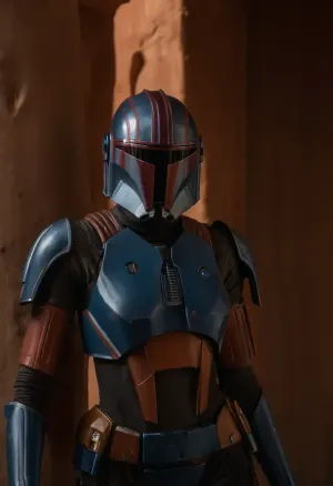Uber realistic, 8k, ultra detailed, masterpiece, Star wars female, (Bo-Katan Kryze:1.9), mandalorian, mandalorian armor, mandalorian helmet, full Body Photo in sci fi setting, Future, Star wars, pussy, exposed, (pussy in view), (exposed pussy), (show pussy), bottomless, nude