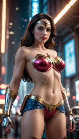 wonderwoman robot, microbikini, <lora:microbikini_sdxl_1:1.4>