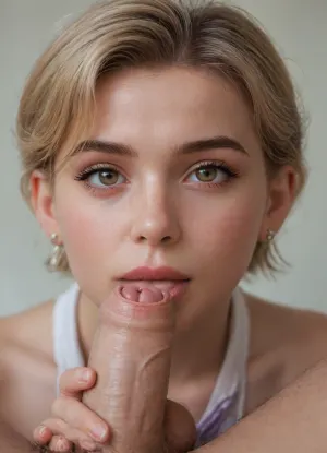 handjob, close up, flaccid cock, biting foreskin, ((sucking foreskin)), focus foreskin, (large foreskin:2), blonde retro shag cut, hazel eyes, hands on balls, caressing balls, soft face, sharp jaw, large eyebrows, large eyes, thin nose, dark eyeliner, trimmed pubic hair, precum, lacey white blouse, lavender tie, sultry, excited, <lora:SDXLHighDetail_v6-000005:1.2>, supermodel, face, big, lips, <lora:Beautify-Supermodel-SDXL:.8>