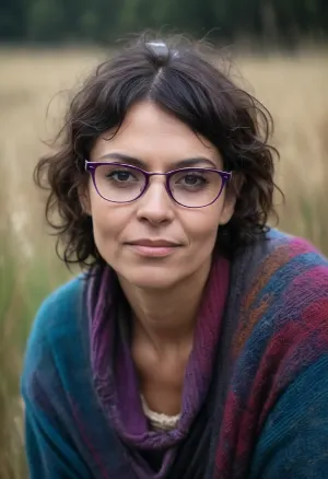 Create an intense, cinematic art evocative portrait. 32 yo girl, with bob cut curly black hair, rectangular glasses with black rim, (((hairy vagina exposed:1.3))), (((focus on vagina))), smiling gently, heavy rain weather, the rain wet his face, the field is transformed into a apocalyptic landscape., ((Colourful patterned, over hip-length woollen jumper)), (she is fucked from behind by dirty homeless man:1.8), rough, rough sex, (hair pull), . The delicate Details and dark colors make this a truly unique and captivating image. Deep blue eerie light, eyes open in a moment of raw emotion. The blue and black palette intensifies the mood, evoking a sense of mystery and allure. Subtle film grain and metic, purple and blue is main color, energy around, shining, glow