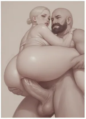 Strictly for 28+*, Ukrainian girl, Bald man with beard and moustache fucks a woman, fat cock, anal sex, lineart, caricature, <lora:pen-art:1.6>, <lora:crayons_v1_sdxl:1.4>