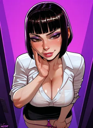 future, old lonely mature demanding supervisor woman, slutty MakeUp, solo caressing, brown eyes, flirting, (purple neon foggy background), bad anatomy, detailed eyes, better face, bitchy face, panties down, office shirt, pencil skirt, fringe bob haircut, saggy, Caucasian, dry, incase, style, <lora:Incase_Style__SDXL:.8>