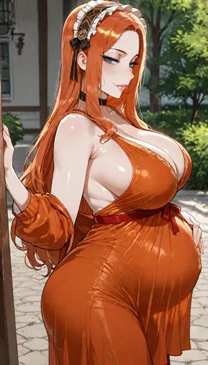 Score_9, score_8_up, score_7_up, (reiq and aroma style), masterpiece, ((1woman, side view, 8k resolution, ultra-detailed, pale skin)), Redhead girl, (biting lips, side boob), long hair, wearing circle cleavage orange shirt, (medium round breasts), (pregnant), ((square defined jaw)), make up, at day, park and treed in background, detailed background, bust shot, 10° angle view, Sexy Girl, choker, (Shiny Skin), ratatatat74, <lora:ratatatat74-000050:.7>, <lora:add-detail-xl:1.2>, <lora:attractive_notrigger:1.2>, <lora:detailed_notrigger:1.2>, <lora:LCMTurboMix_Euler_A_fix:1.2>