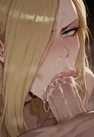 (Ratatatat74), (Olivier Mira Armstrong from Fullmetal Alchemist, thick lips, annoyed look), deepthroat, cum, cum in mouth, cum in nose, <lora:ratatatat74-000050:.8>