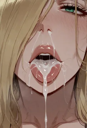 (Ratatatat74), (Olivier Mira Armstrong from Fullmetal Alchemist, thick lips), cum, cum in mouth, cum in nose, tongue, <lora:ratatatat74-000050:.8>