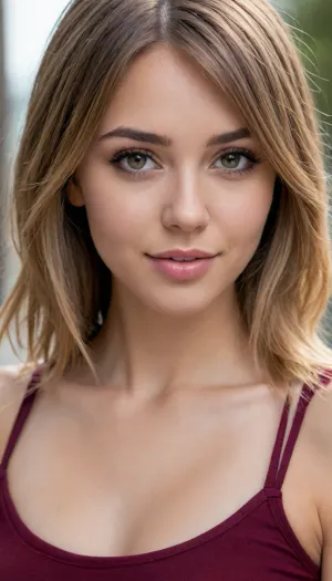 35 yo girl, alexis ren, very flirty pose, sideview, ((girl next door)), pretty, natural beauty, medium breasts, ((cute tall tall tall tall but average appearance:1.3)), ((cute tall tall tall tall)), ((pale skintone:1.2)), ((little bit chubby:1.4)), very flirty smile, showing teeth, ((unkempt hair)), ((straight hair:1.3)), ((symmetrical hair:1.5)), ((perfect fringe hair:1.5)), ((light brown bright hair)), ((very cute tall tall tall tall average youthful face:1.5)), outside, photorealistic, ((perfect composition)), ((perfect contrast:1.5)), ((perfectly balanced exposure:1.5)), ((perfect focus:1.5)), ((extremely realistic detailed lighting:1.5)), ((extremely realistic detailed shadows:1.5)), ((extremely detailed:1.3)), ((extremely high resolution:1.3)), ((16K UHD:1.5)), ((extremely realistic detailed skin texture:1.5)), ((extremely realistic detailed skinpores:1.5)), ((extremely realistic detailed face:1.5)), ((extremely realistic detailed eyes:1.5)), ((extremely realistic detailed hair:1.5)), focus on eyes, ((fully clothed:1.5)), random colored clothing, ((beautiful stylish clothing:1.5)), ((detailed clothing:1.5)), ((detailed environment:1.5)), Sweet_Sticky_xl-01, <lora:EnvyZoomSliderXL01:-1>, <lora:add-detail-xl:.5>, <lora:neanderthal_last:.7>