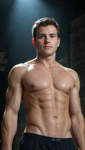 1boy, solo focus, young man, mid-transformation, symbiote organic mass surging, viscous black tendrils bonding to skin and ripping through clothing, black symbiote covering his lower half, muscular build, defined abs, sweaty glistening skin, flushed cheeks, short brown hair with bangs, green eyes, smug smirking gaze, white background, minimalist void, low angle shot, neon red accents, deep stylized shadows a cinematic, highly atmospheric visual style featuring dramatic lighting, cinematic shot, dynamic lighting, 75mm, Technicolor, Panavision, cinemascope, sharp focus, fine details, 8k, HDR