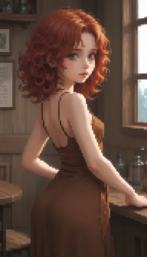 Pixel art stylized as a tired twenty‑year‑old girl, long curly red hair, green eyes, a round butt, small breasts, (a, (long), brown medieval dress), in a tavern, night outside.


Retro‑style pixel aesthetic, Gray colors — sprite style inspired by 16‑bit graphics, pixel art., Pixel, Art, PixArFK, <lora:PixelArtRedmond-Lite64:1.9>, <lora:pk_trainer_xl_v1:1.8>, <lora:pixel-art-xl-v1.1:1.5>